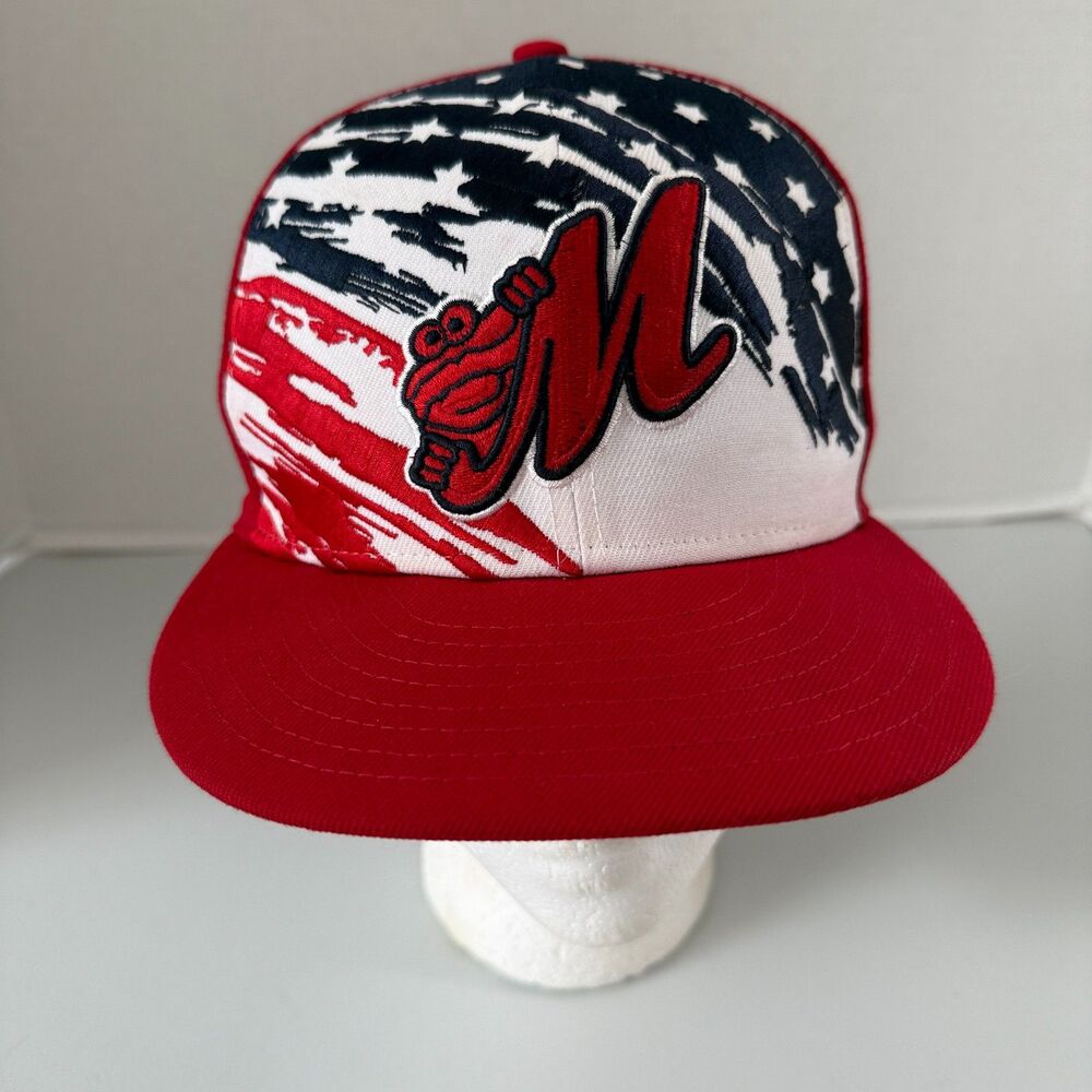 Montgomery Biscuits MiLB Hat New Era 59FIFTY Red White Blue Stars Fitted 6 7/8